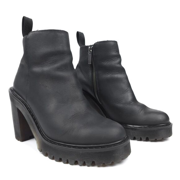 Dr Martens Magdalena Leather Heeled Chelsea Boots Platform Y2k Grunge Minimal 7 - Picture 4 of 8